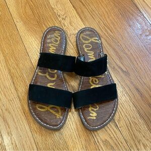 Sam Edelman black suede flat sandals